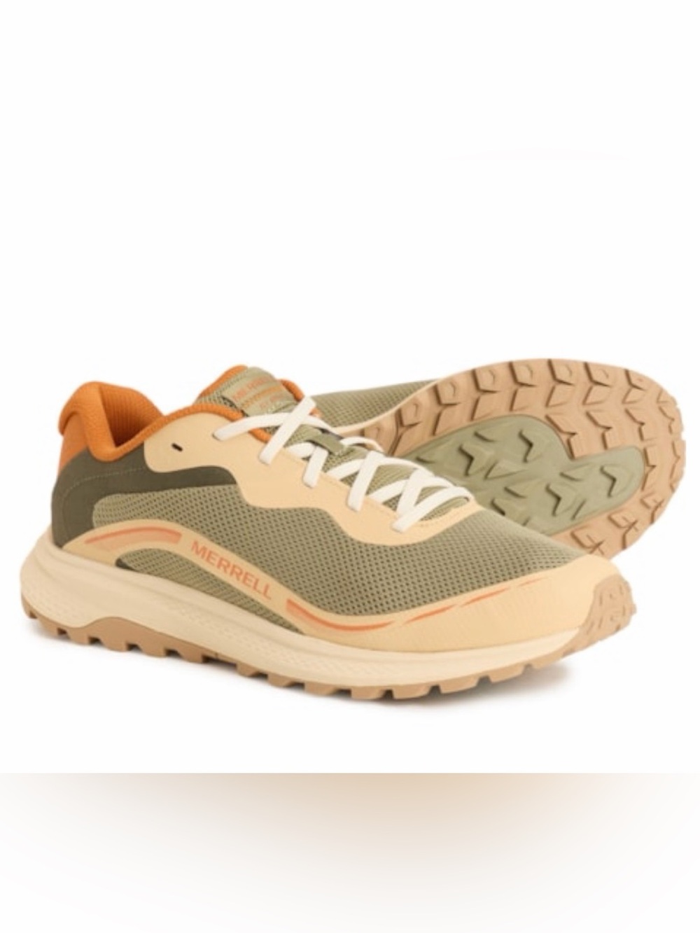Merrell Fly Strike 2 Trail Running Shoes - Olive, Orange & Cream
